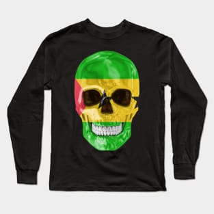 Sao Tome And Principe Flag Skull - Gift for Sao Tomean With Roots From Sao Tome And Principe Long Sleeve T-Shirt